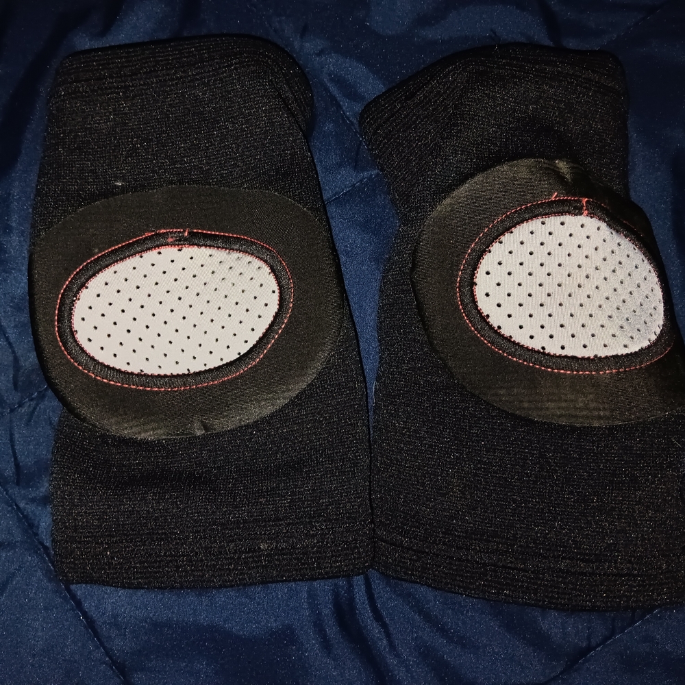 Black Knee Pads with Red Stitching